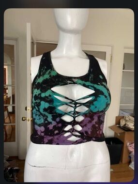 One of a kind Tie-dye braided tank- size L from crop it like it’s hot💜 brand new